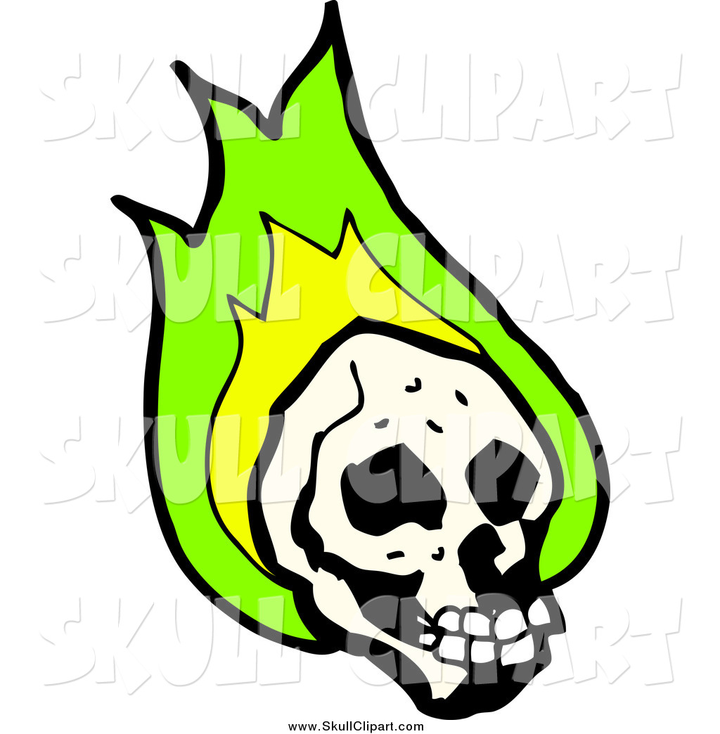 1024x1044 Vector Clip Art Of A Skull With Green Flames By Lineartestpilot