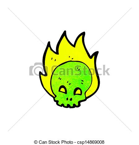 449x470 Cartoon Flaming Skull Vector Clipart