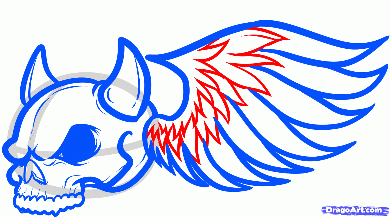 1343x748 Drawn Flames Skull