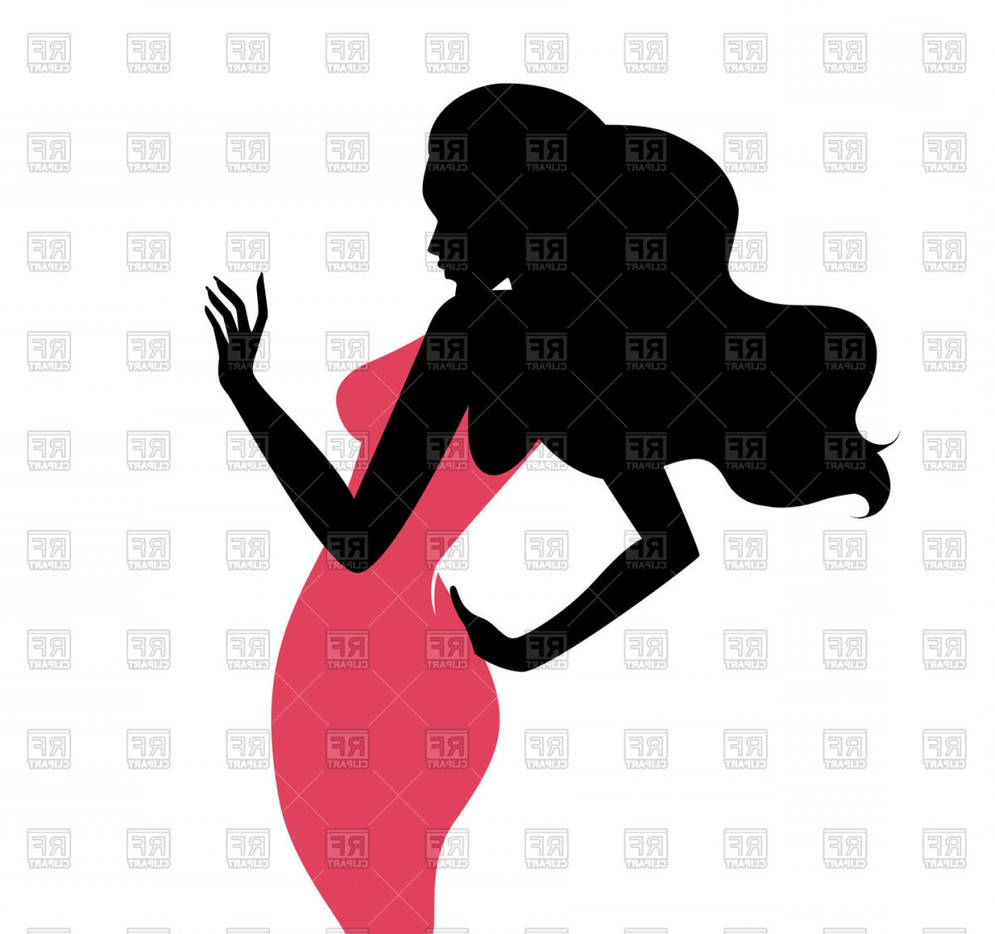 1440x1352 Silhouette Of Beautiful Woman In Pink Dress Vector Clipart