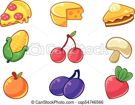 450x352 Food Items Outlined Childish Stickers Set For Flash Game Clip