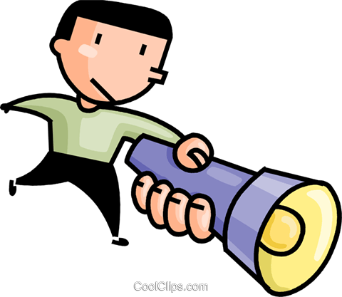 480x417 Man With A Flashlight Royalty Free Vector Clip Art Illustration