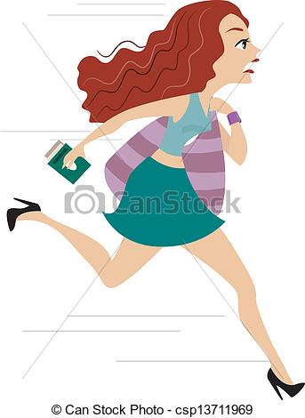 343x470 Girl Running Late For Flight 1. Illustration Of A Girl Running