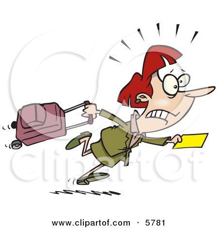 450x470 Woman In A Hurry To Catch Her Flight Clipart Illustration By