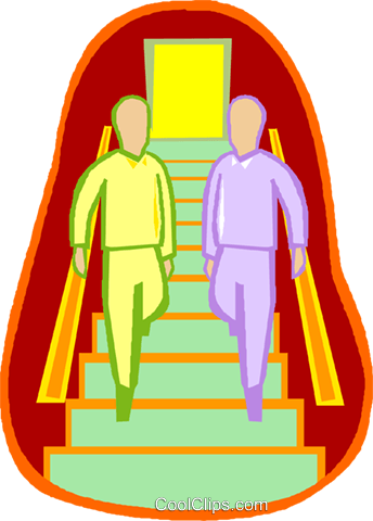 344x480 Men Walking Down A Flight Of Stairs Royalty Free Vector Clip Art