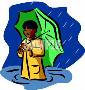 282x300 Clipart Image A Child With An Umbrella In A Flood