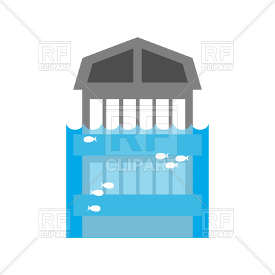 400x400 Flood House, Building With Water Royalty Free Vector Clip Art