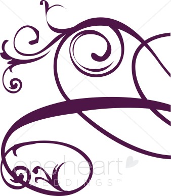 338x388 Purple Right Edge Floral Flourish Clipart Clipart Color Variations