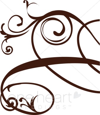 338x388 Brown Right Edge Floral Flourish Clipart Clipart Color Variations