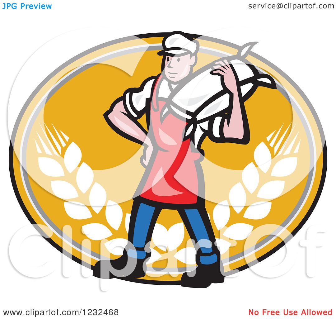 1080x1024 Clipart Of A Cartoon Flour Miller Worker Carrying A Sack On