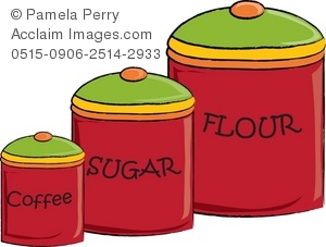 300x227 Coffee, Sugar, And Flour Kitchen Canisters Royalty Free Clip Art