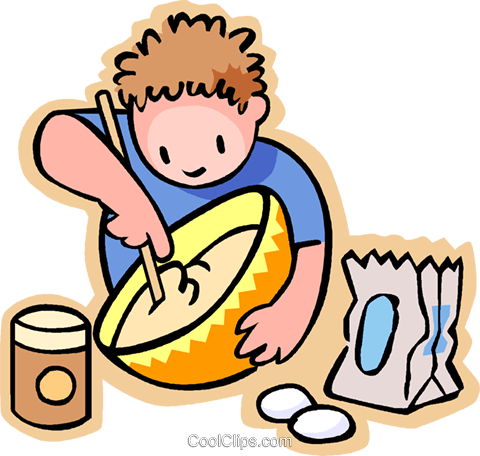 480x456 Little Boy Missing Flour In A Bowl Royalty Free Vector Clip Art