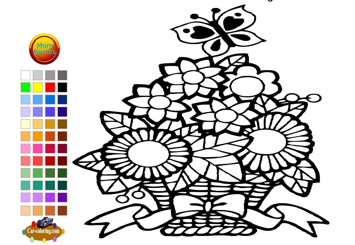 1147x791 Coloring Pages Of Flower Baskets Coloring Page Fun