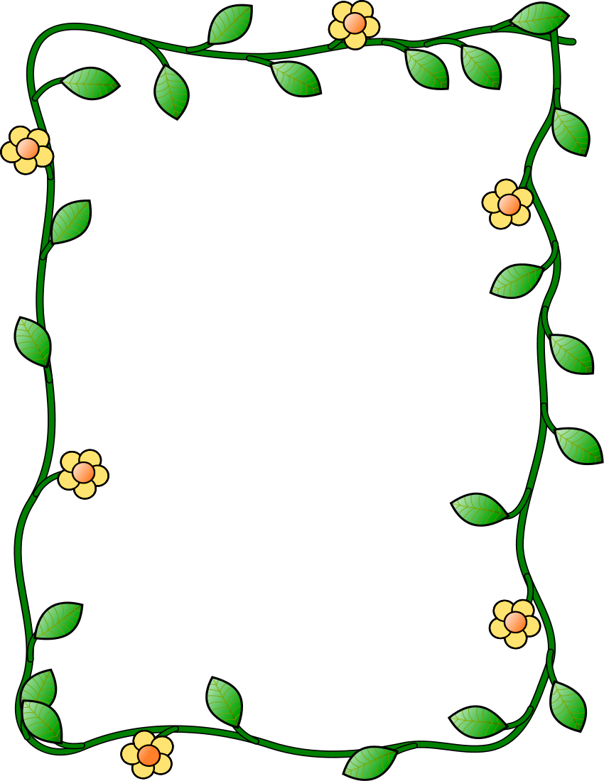 850x1100 Flower Frame Clipart