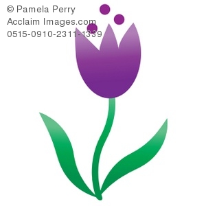 300x300 Clip Art Illustration Of A Purple Tulip Design