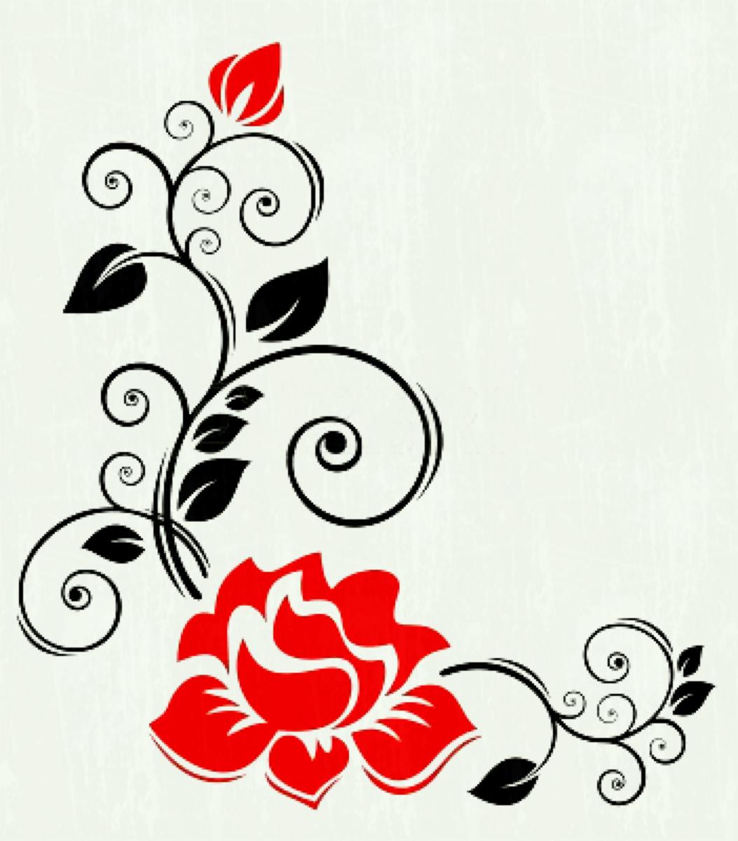 1053x1200 Black And White Rose Border Clip Art Clipart Library Free Flower