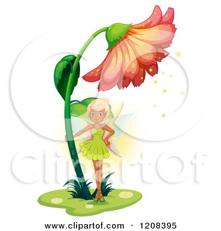 450x470 Cartoon Of A Fairy Under A Magic Daisy