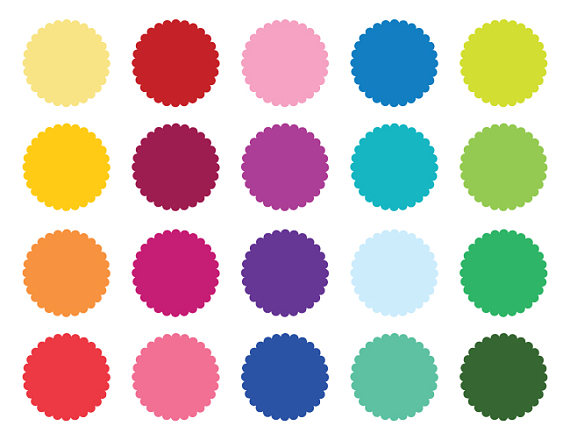 570x440 Scallop Frame Clip Art Round Solid Color Flower Border Frame