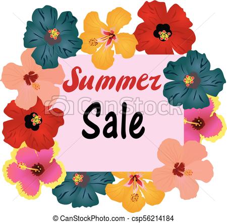 450x442 Vector Summer Sale Tropical Flowers Frame Vector