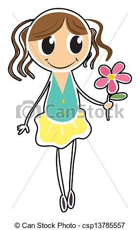 288x470 Illustration Of A Young Girl Holding A Flower On A White