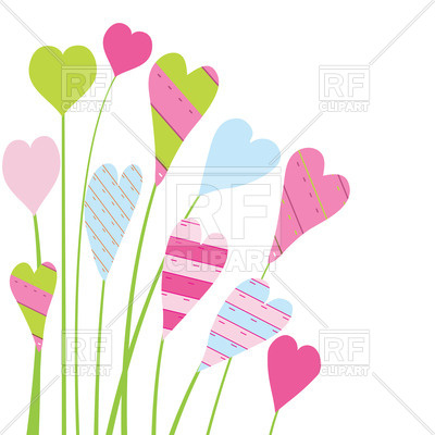 400x400 Colorful Heart Shaped Flowers Over White Background Royalty Free