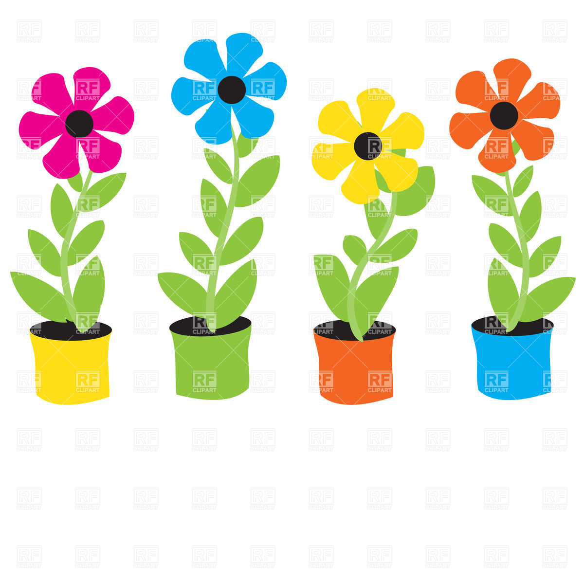 1200x1200 Limited Flower Cartoon Pictures Clip Art In Pot Illustration Stock
