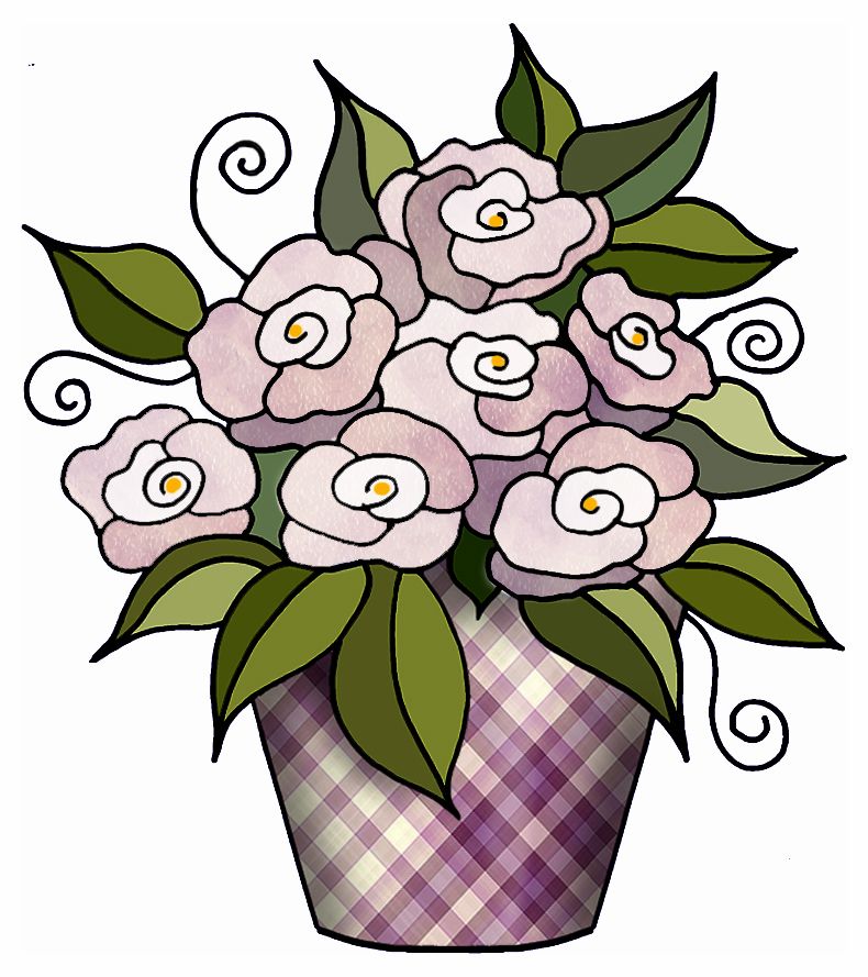 790x889 Artbyjean Clipart Flower Pot Clip Art Set A18 Maroon Tartan