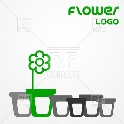 400x400 Abstract Flower Pot Logo With Sample Text Royalty Free Vector Clip