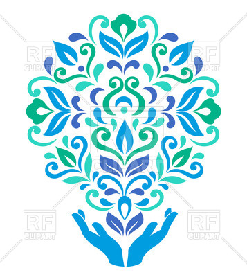 357x400 Hands Holding Colorful Flower Royalty Free Vector Clip Art Image