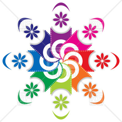 400x400 Retro Color Flower Shaped Palette Royalty Free Vector Clip Art