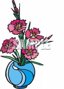 215x300 Pink Dianthus Flowers In A Blue Vase