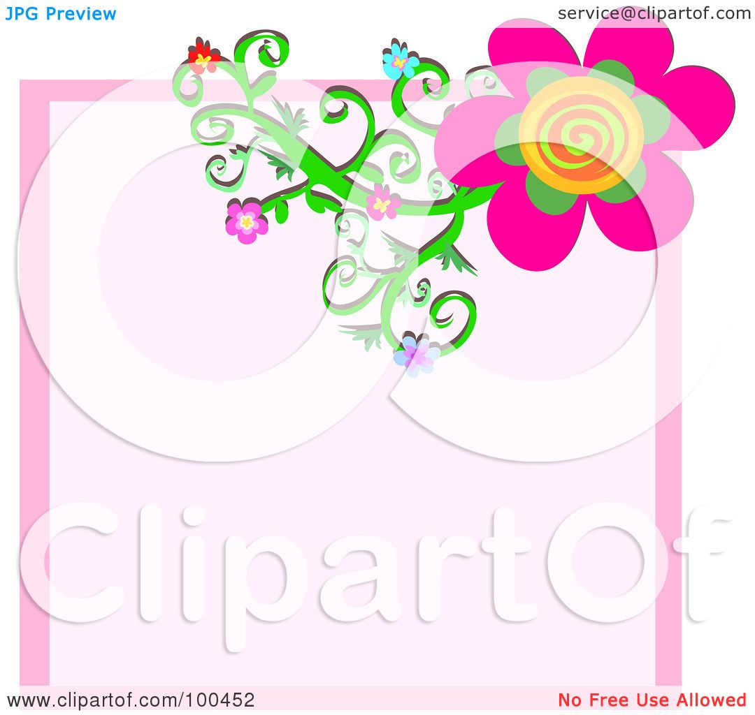 1080x1024 Royalty Free (Rf) Clipart Illustration Of A Flower Vine On A Pink