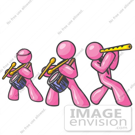 450x450 Clip Art Graphic Of Pink Guy Characters Playing A Flute And Drums