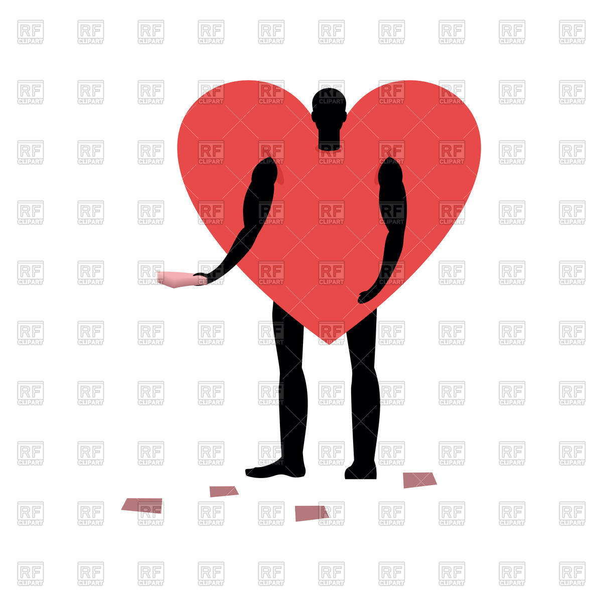 1200x1200 Man In Heart Costume With Flyers Royalty Free Vector Clip Art