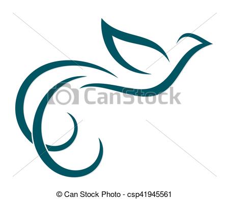 450x392 Logo Of Flying Bird. Stylized Logo Of A Flying Bird. Clip Art