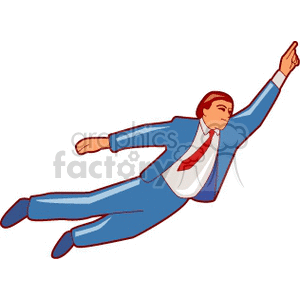 300x300 Royalty Free Cartoon Business Man Flying In A Suit And Tie 159959