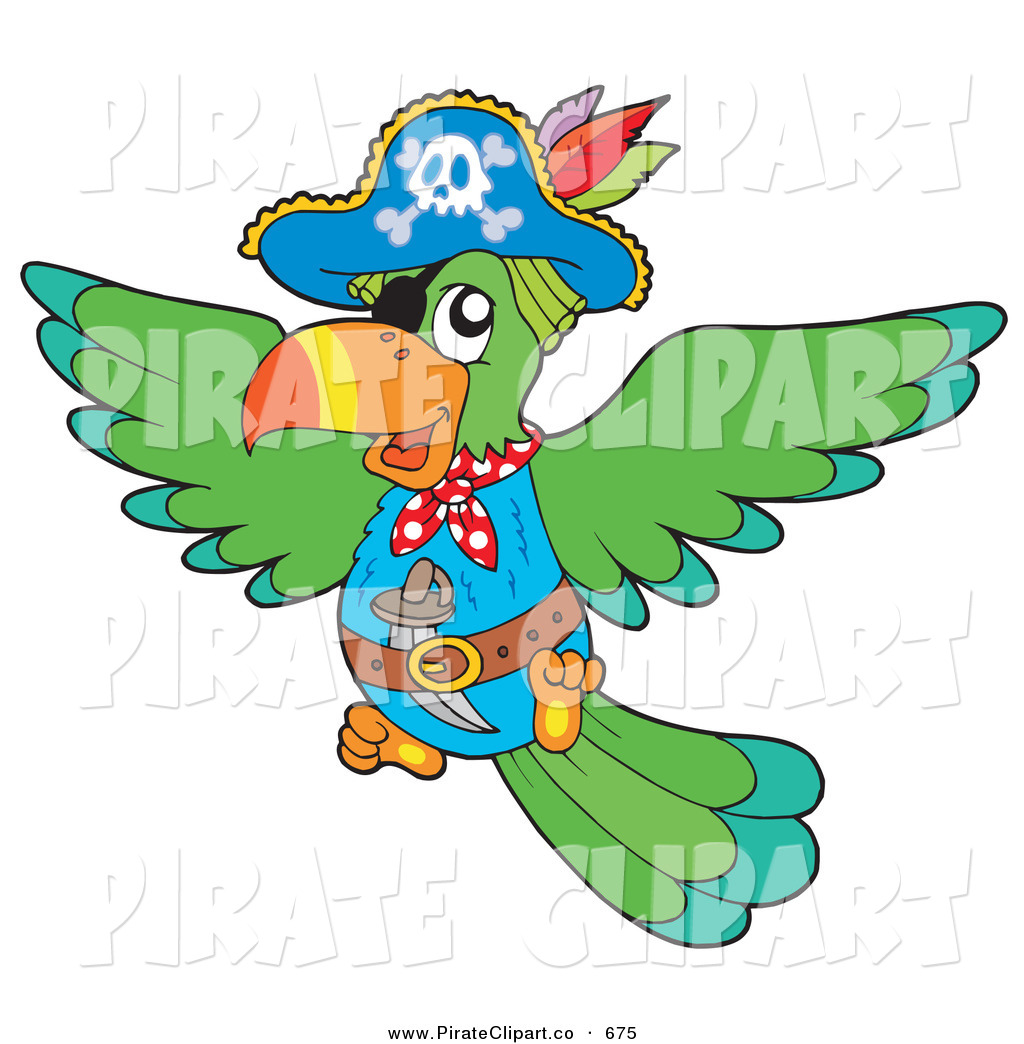 1024x1044 Vector Clip Art Of A Colorful Flying Pirate Parrot With Eye Patch