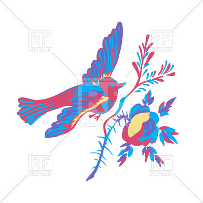 400x400 Bird Flying With Branch Royalty Free Vector Clip Art Image
