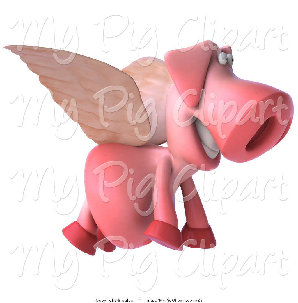 1024x1044 Swine Clipart Of A 3d Flying Pig By Julos