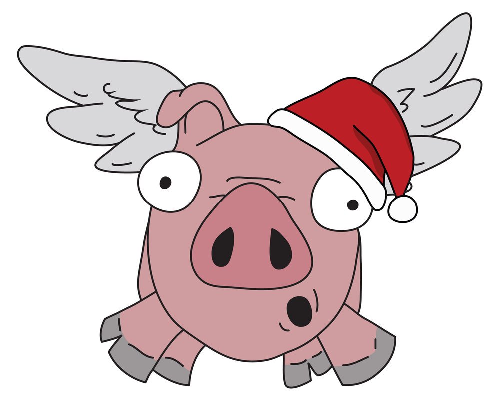 989x808 Flying Pig With Santa Hat By Hazuhazuheavn