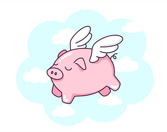 340x270 Flying Pig Art Print Etsy