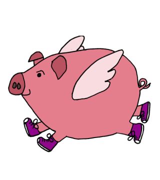 320x360 Funny Flying Pig In Purple Sneakers Artwork Smiletoday