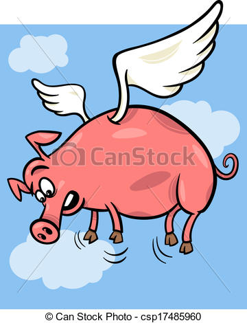 360x470 When Pigs Fly Cartoon Illustration. Cartoon Concept Clip Art