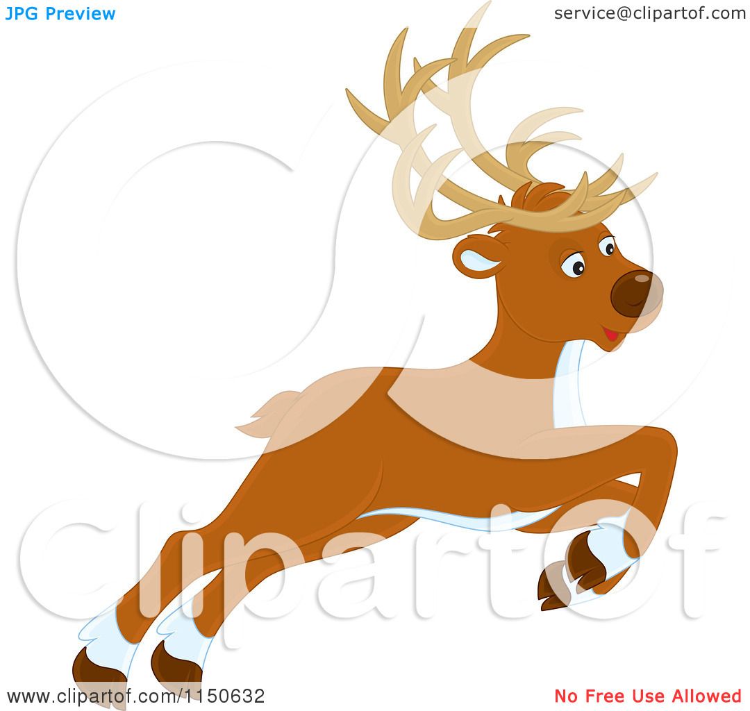 1080x1024 Cartoon Of A Leaping Or Flying Christmas Reindeer