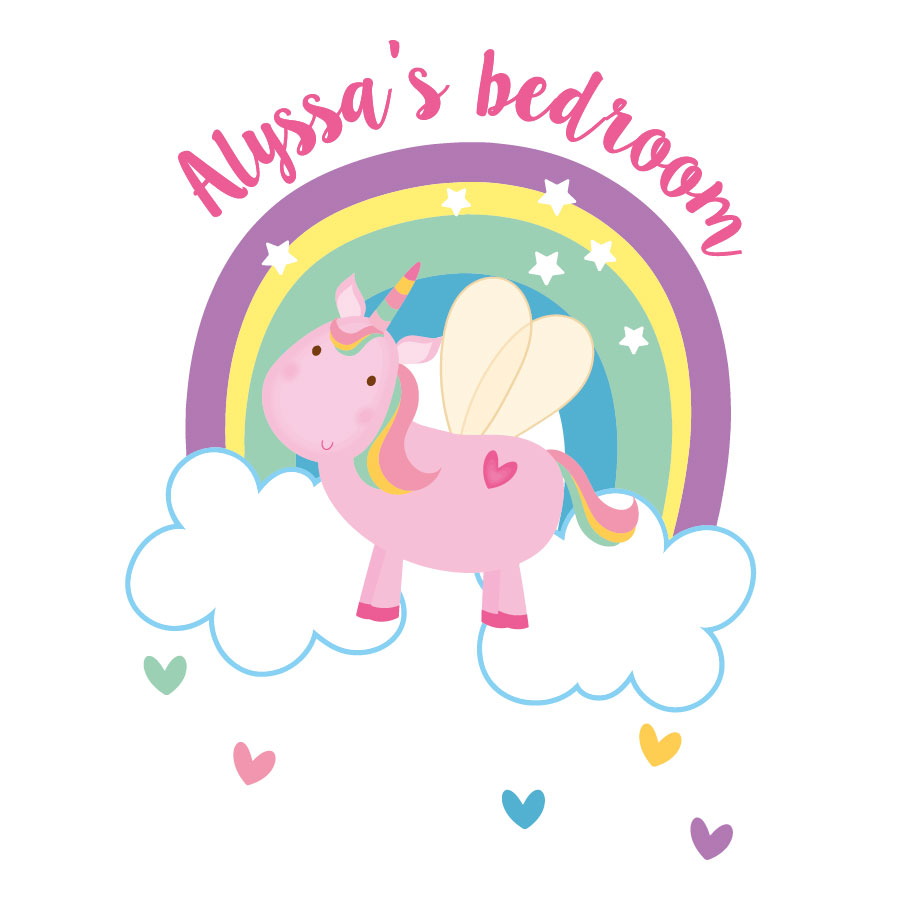 900x900 Personalised Flying Unicorn Wall Sticker Stickerscape Uk
