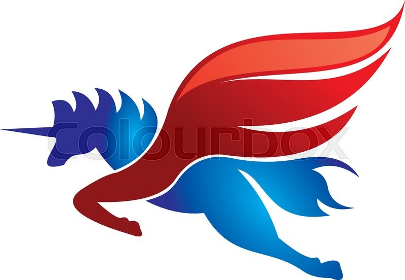 800x552 Unicorn Horse Flying Red Logo Stock Vector Colourbox