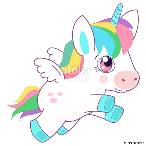 500x500 Cute Little Magic Unicorn Vector Illustration. Fairy Tale