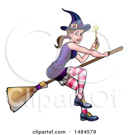 450x470 Royalty Free (Rf) Flying Witch Clipart, Illustrations, Vector
