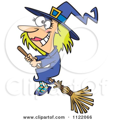 450x470 Cartoon Of A Happy Halloween Good Witch Flying On A Broom