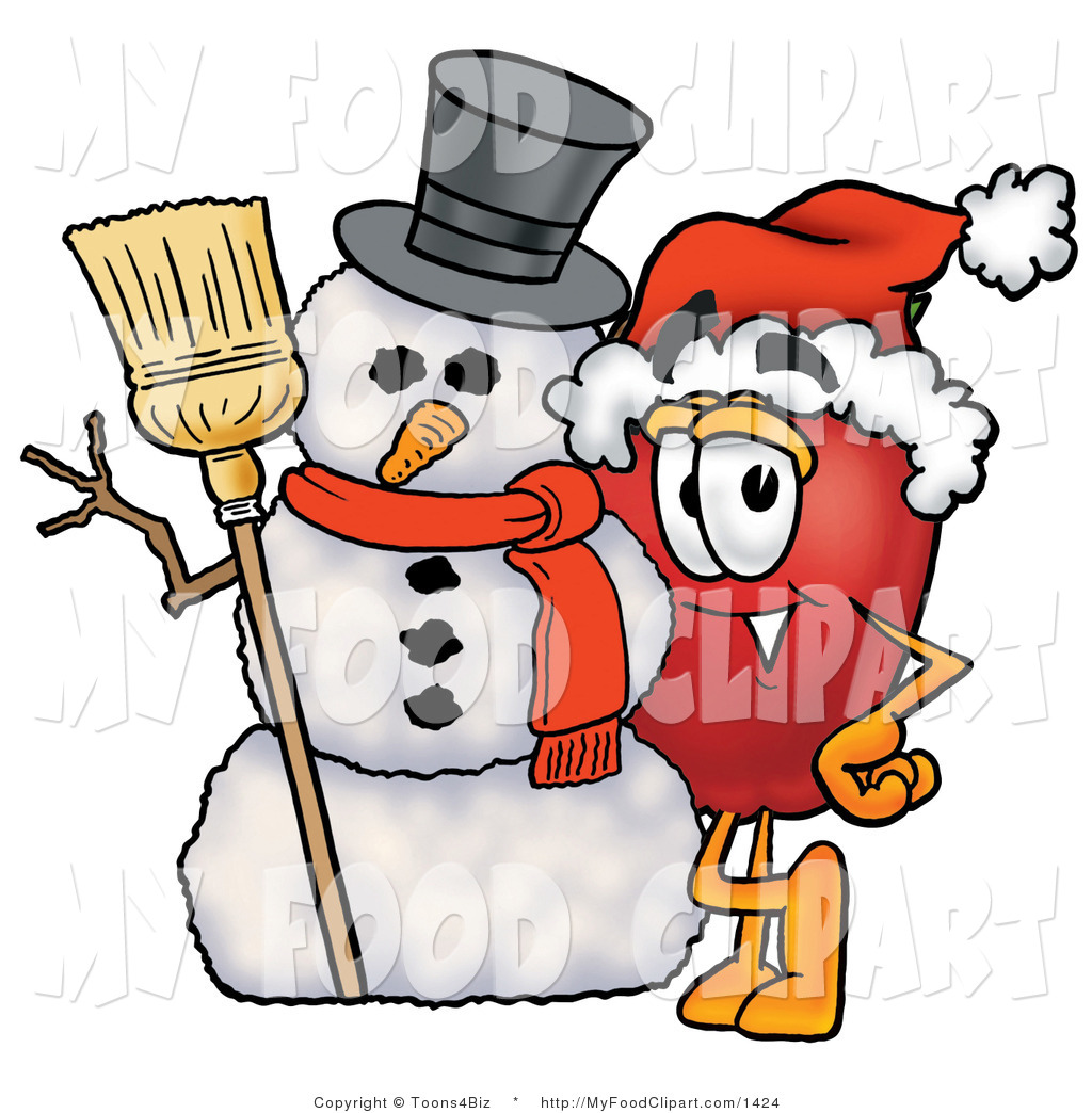 1024x1044 Food Cliprt Of Festive Redpple Character Mascot Leaning On